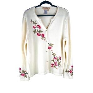 Norm Thompson Floral Embroidered Sweater Cardigan Size 1X